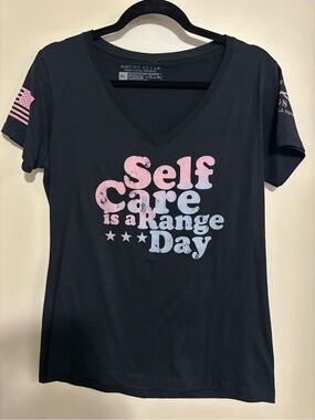 Grunt Style Ladies Self Care V neck T shirt